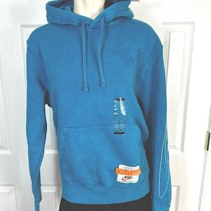 NIKE standard fit MENS SWEATSHIRT blue hooded HOODIE kangaroo pocket SMALL